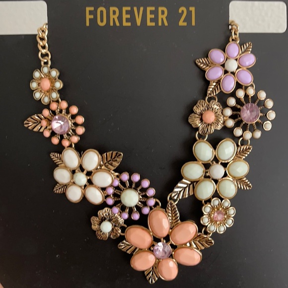 Forever 21 Jewelry - Forever 21 necklace gold and multi color flowers